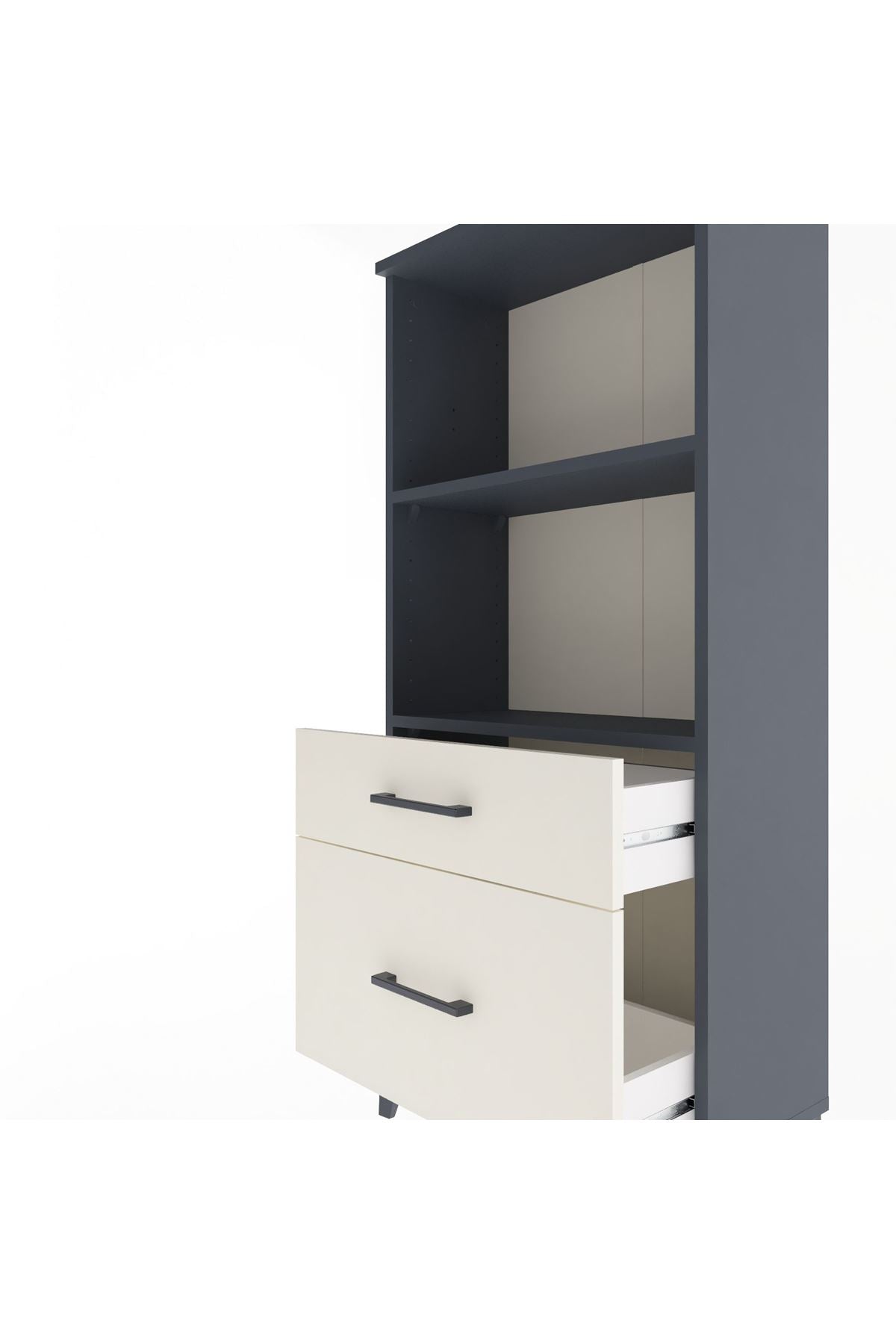 Arges Dolap 2 Raflı 2 Çekmeceli 60x30x134 Antrasit-Aytaşı
