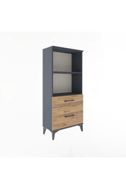 Arges Dolap 2 Raflı 2 Çekmeceli 60x30x134 Antrasit-Çam