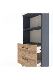 Arges Dolap 2 Raflı 2 Çekmeceli 60x30x134 Antrasit-Çam