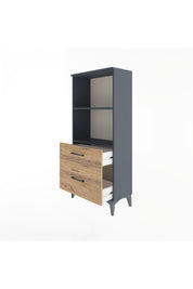 Arges Dolap 2 Raflı 2 Çekmeceli 60x30x134 Antrasit-Çam