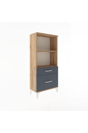 Arges Dolap 2 Raflı 2 Çekmeceli 60x30x134 Çam-Antrasit