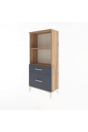 Arges Dolap 2 Raflı 2 Çekmeceli 60x30x134 Çam-Antrasit