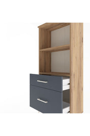 Arges Dolap 2 Raflı 2 Çekmeceli 60x30x134 Çam-Antrasit