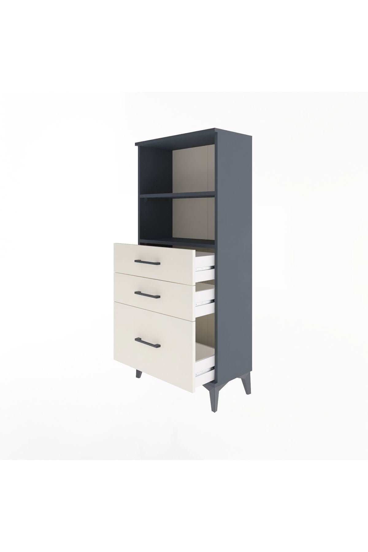 Arges Dolap 2 Raflı 3 Çekmeceli 60x30x134 Antrasit-Aytaşı