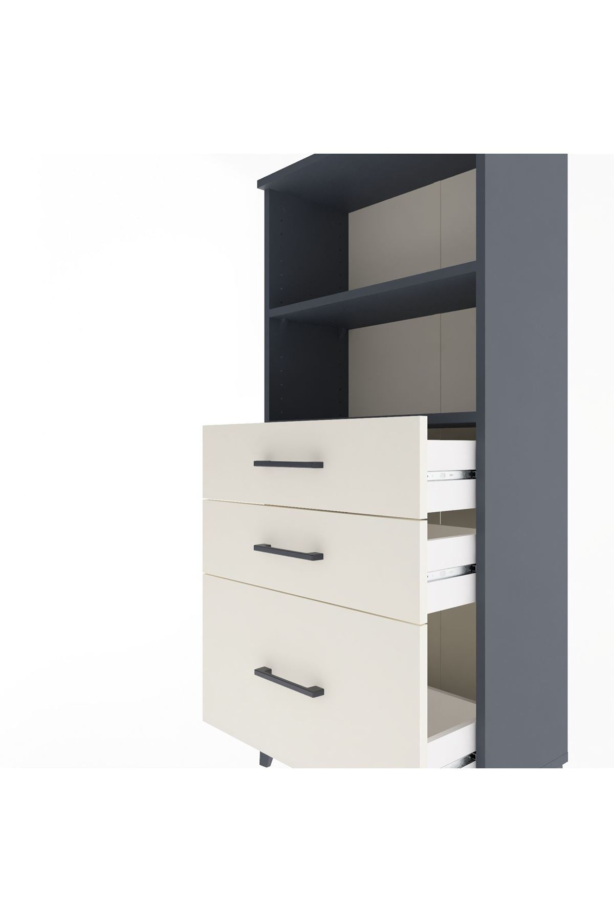 Arges Dolap 2 Raflı 3 Çekmeceli 60x30x134 Antrasit-Aytaşı