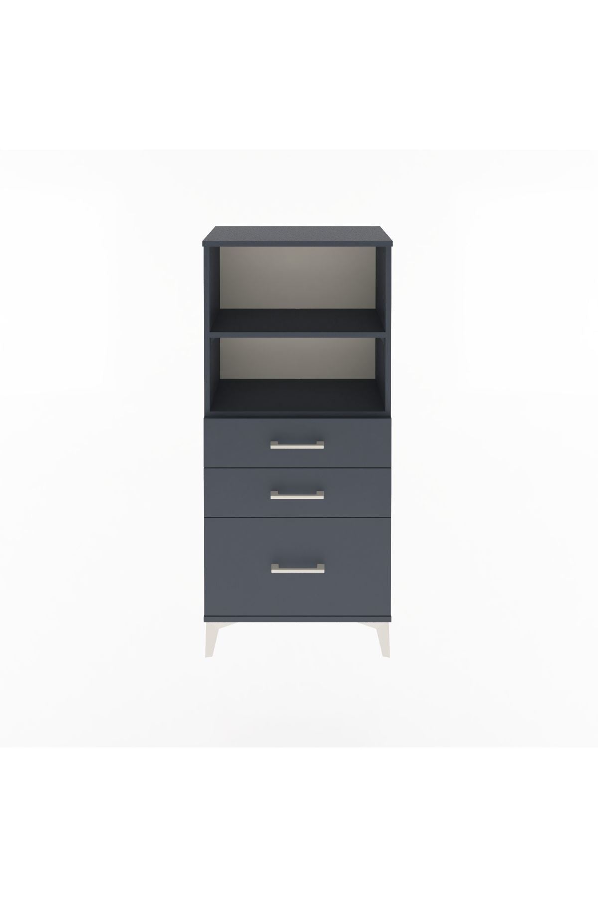 Arges Dolap 2 Raflı 3 Çekmeceli 60x30x134 Antrasit-Antrasit