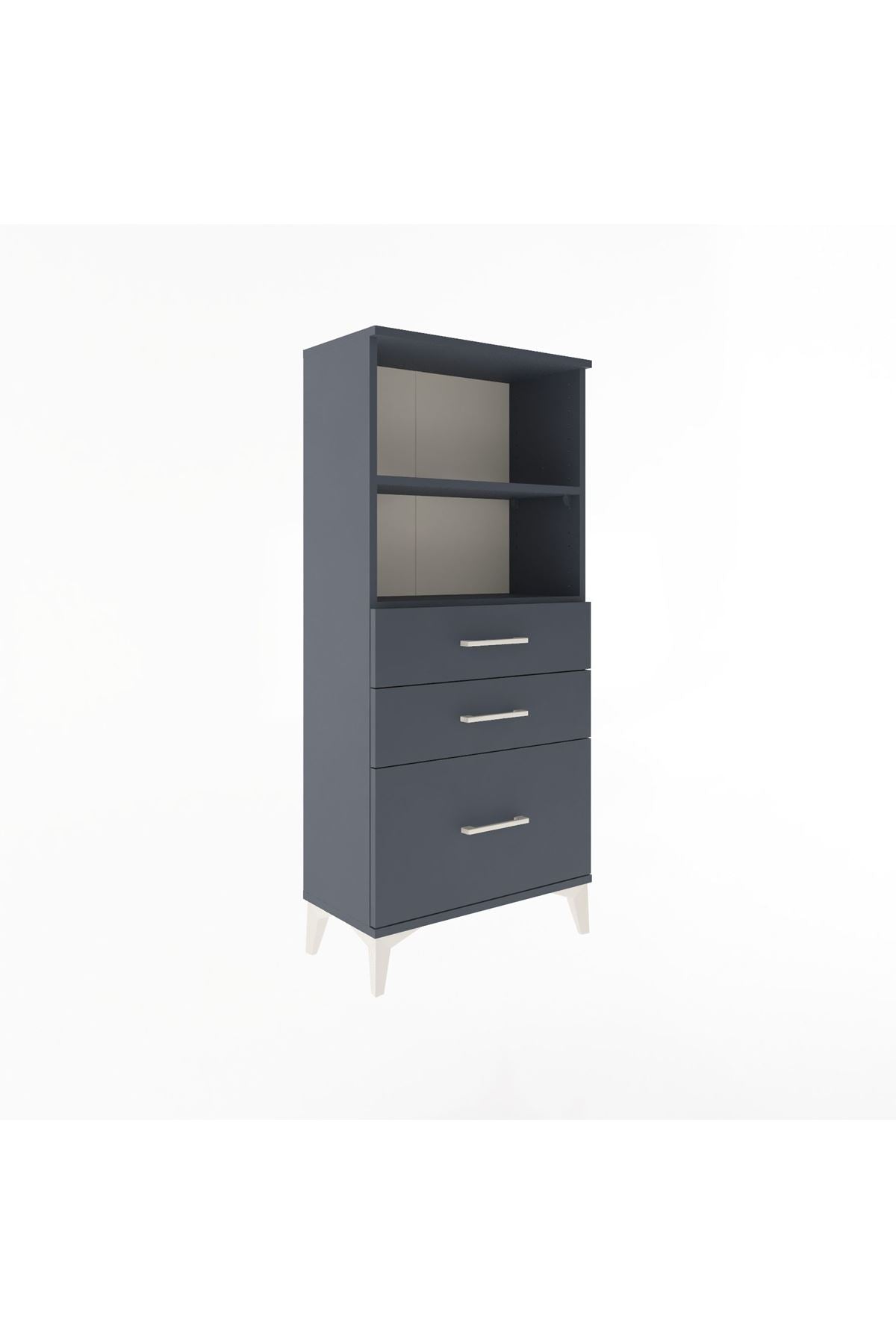 Arges Dolap 2 Raflı 3 Çekmeceli 60x30x134 Antrasit-Antrasit