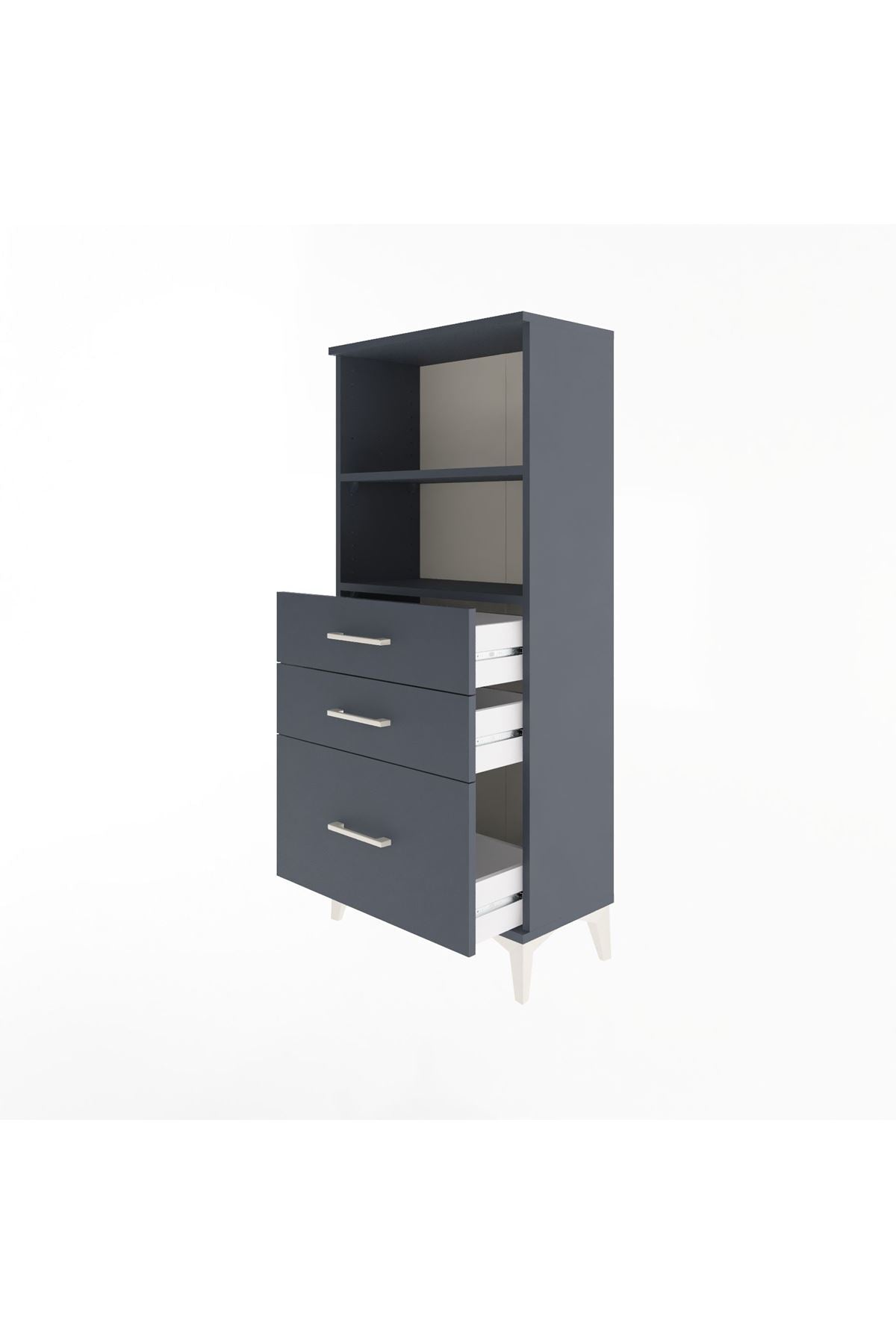 Arges Dolap 2 Raflı 3 Çekmeceli 60x30x134 Antrasit-Antrasit