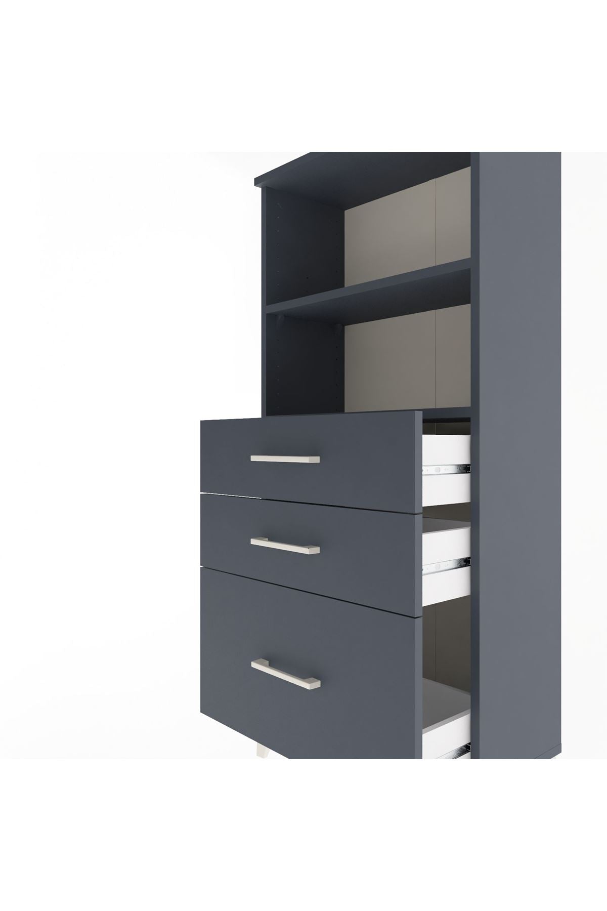 Arges Dolap 2 Raflı 3 Çekmeceli 60x30x134 Antrasit-Antrasit