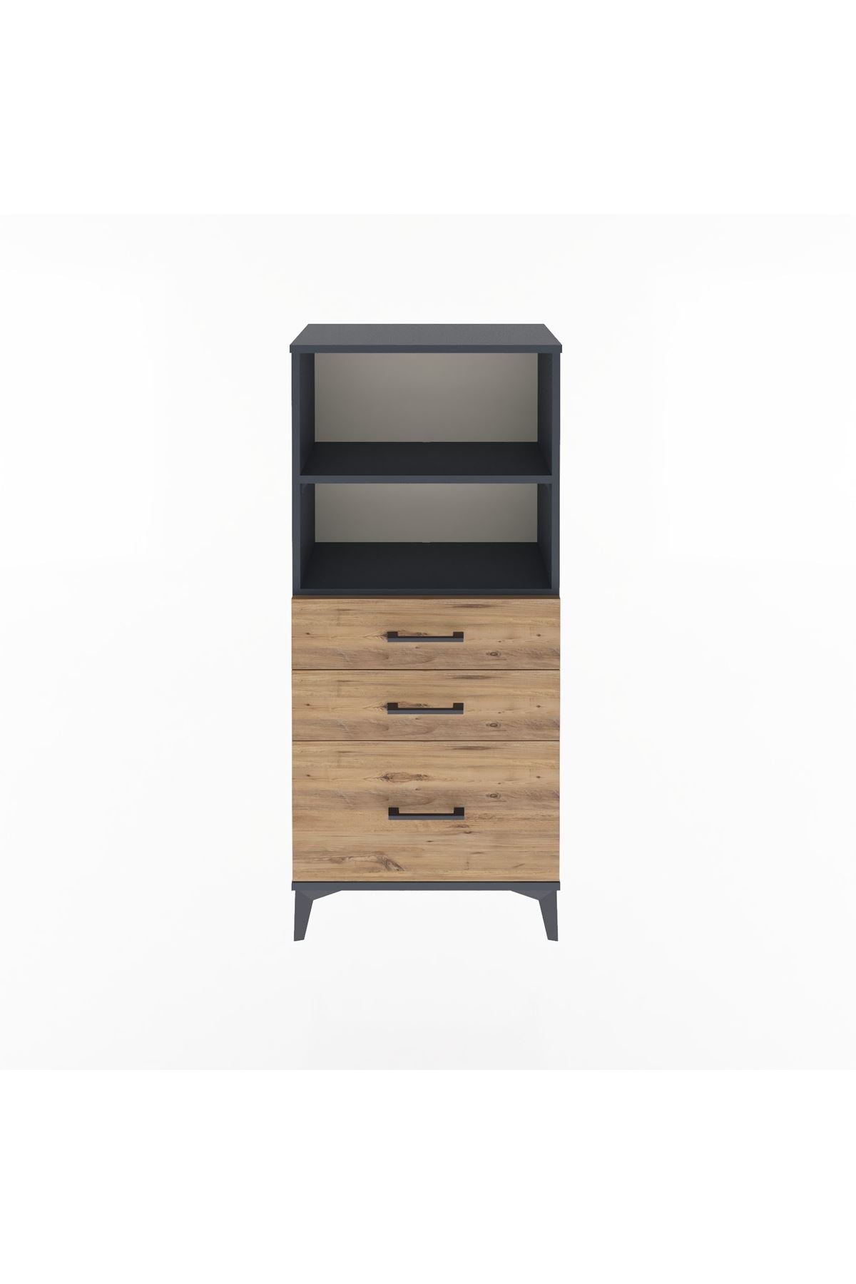Arges Dolap 2 Raflı 3 Çekmeceli 60x30x134 Antrasit-Çam