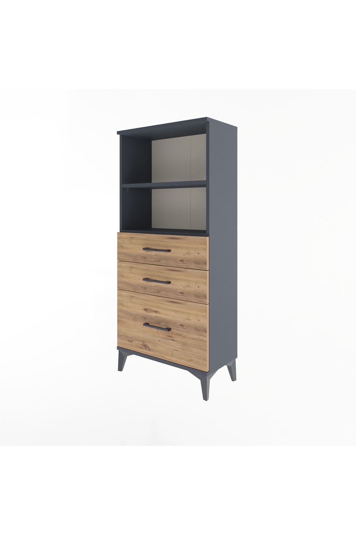 Arges Dolap 2 Raflı 3 Çekmeceli 60x30x134 Antrasit-Çam