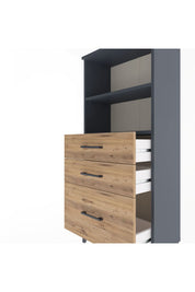 Arges Dolap 2 Raflı 3 Çekmeceli 60x30x134 Antrasit-Çam