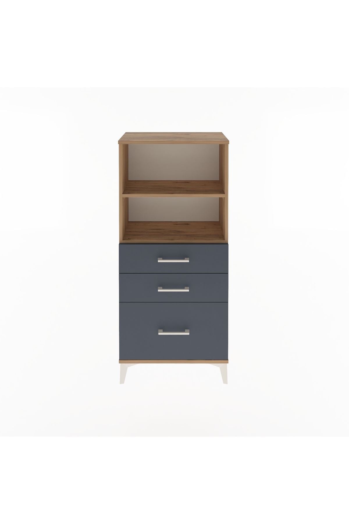 Arges Dolap 2 Raflı 3 Çekmeceli 60x30x134 Çam-Antrasit