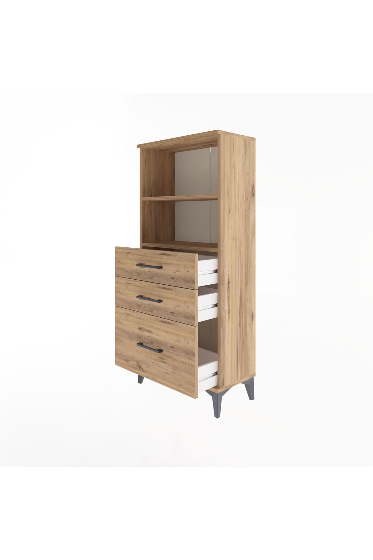 Arges Dolap 2 Raflı 3 Çekmeceli 60x30x134 Çam-Çam