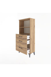 Arges Dolap 2 Raflı 3 Çekmeceli 60x30x134 Çam-Çam