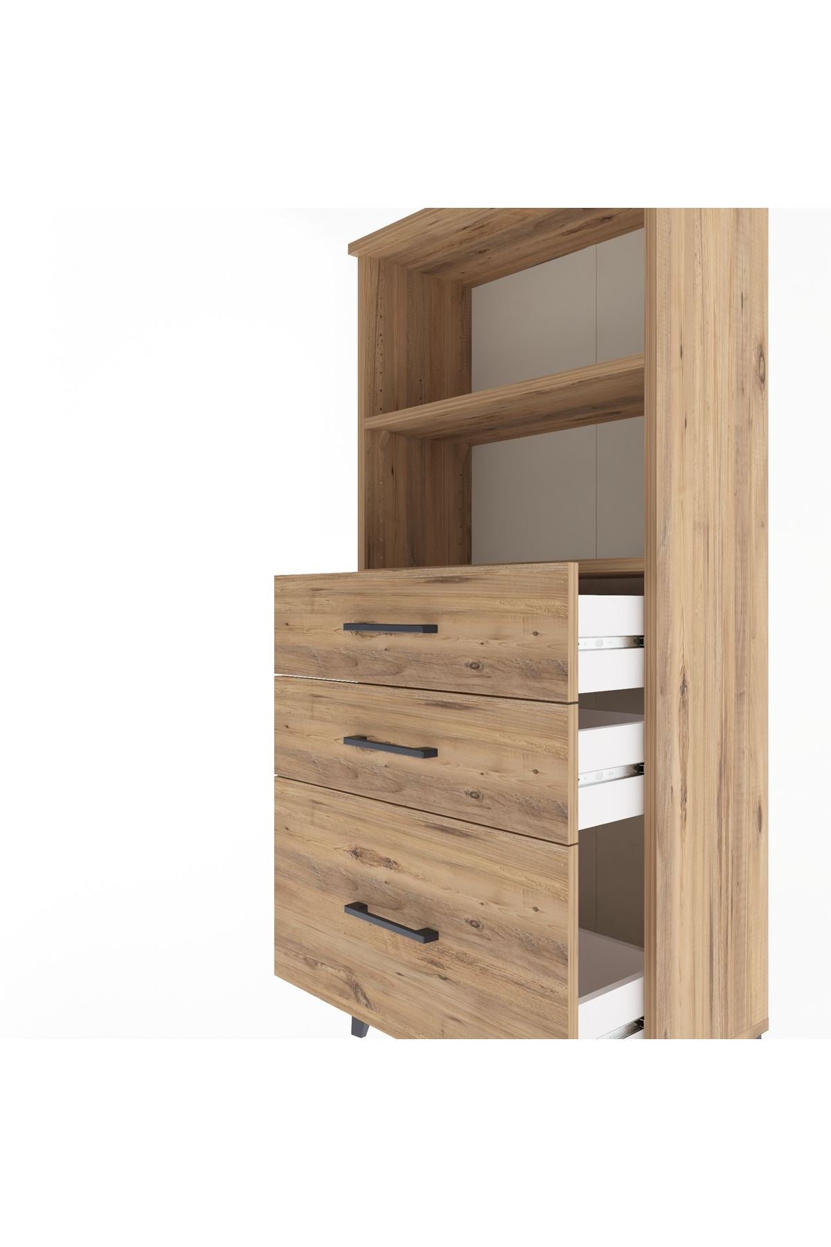 Arges Dolap 2 Raflı 3 Çekmeceli 60x30x134 Çam-Çam