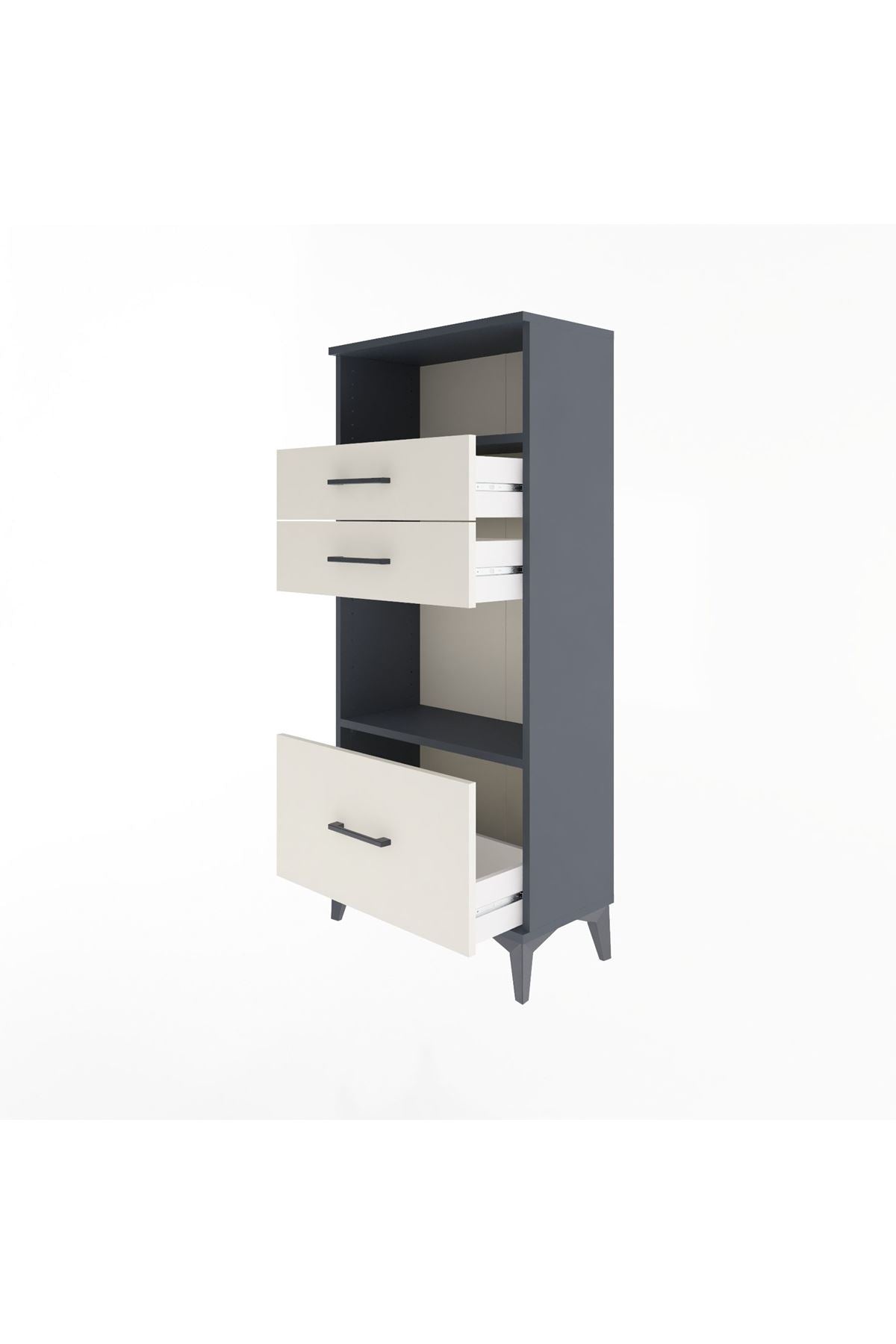 Arges Dolap 2 Raflı 3 Çekmeceli 60x30x134 Antrasit-Aytaşı