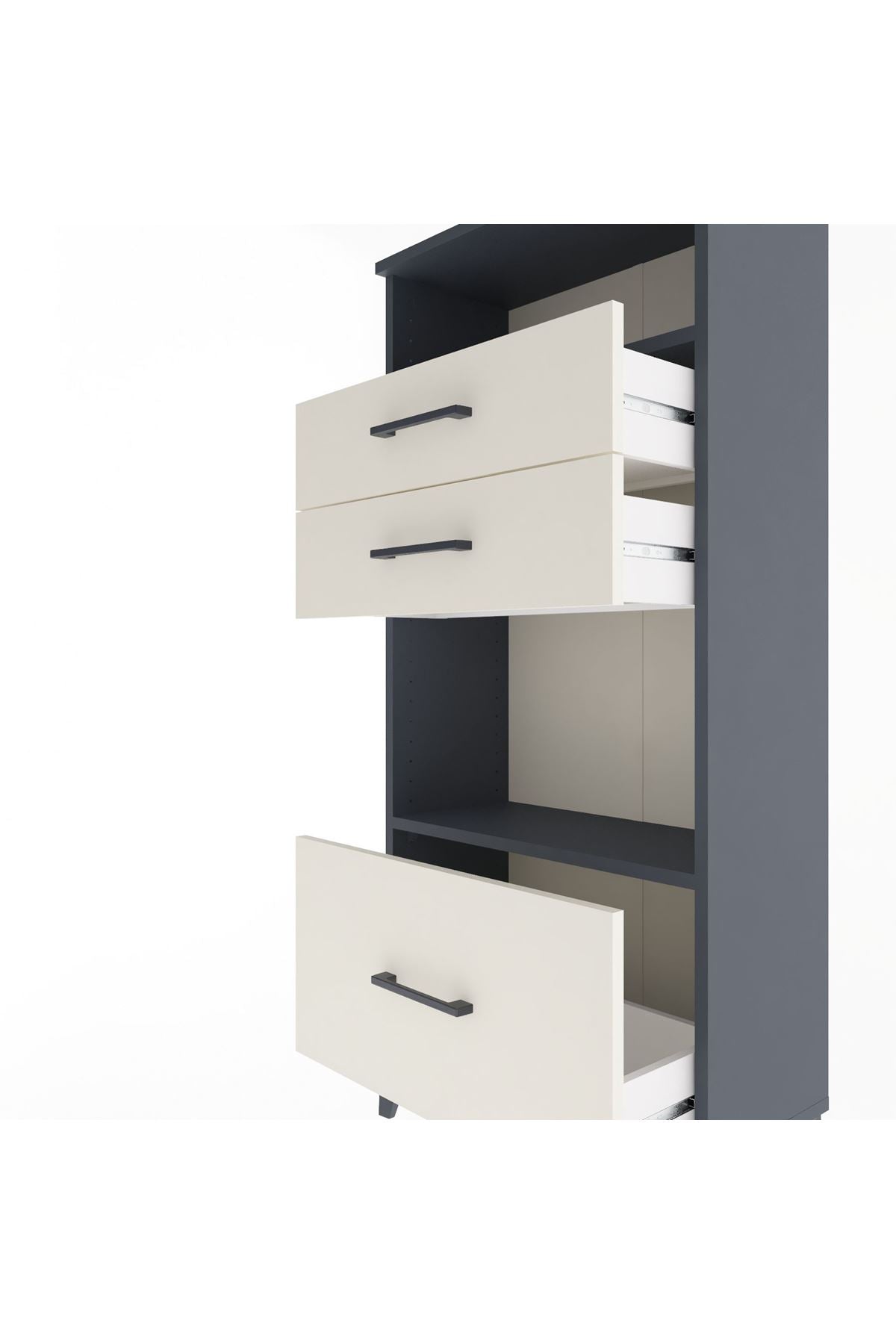 Arges Dolap 2 Raflı 3 Çekmeceli 60x30x134 Antrasit-Aytaşı