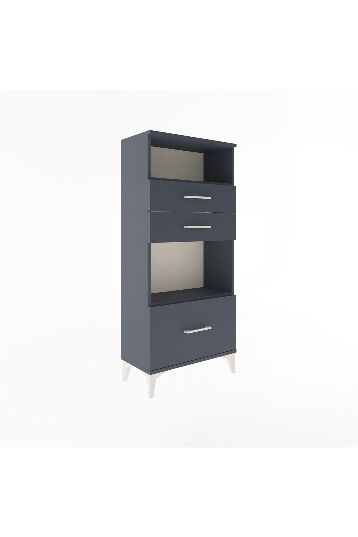 Arges Dolap 2 Raflı 3 Çekmeceli 60x30x134 Antrasit-Antrasit