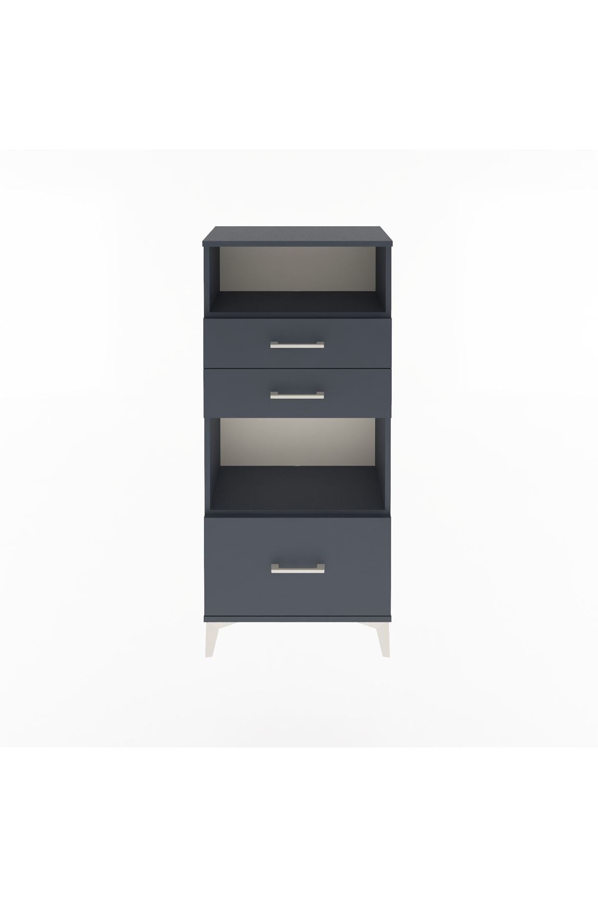 Arges Dolap 2 Raflı 3 Çekmeceli 60x30x134 Antrasit-Antrasit