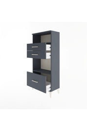 Arges Dolap 2 Raflı 3 Çekmeceli 60x30x134 Antrasit-Antrasit