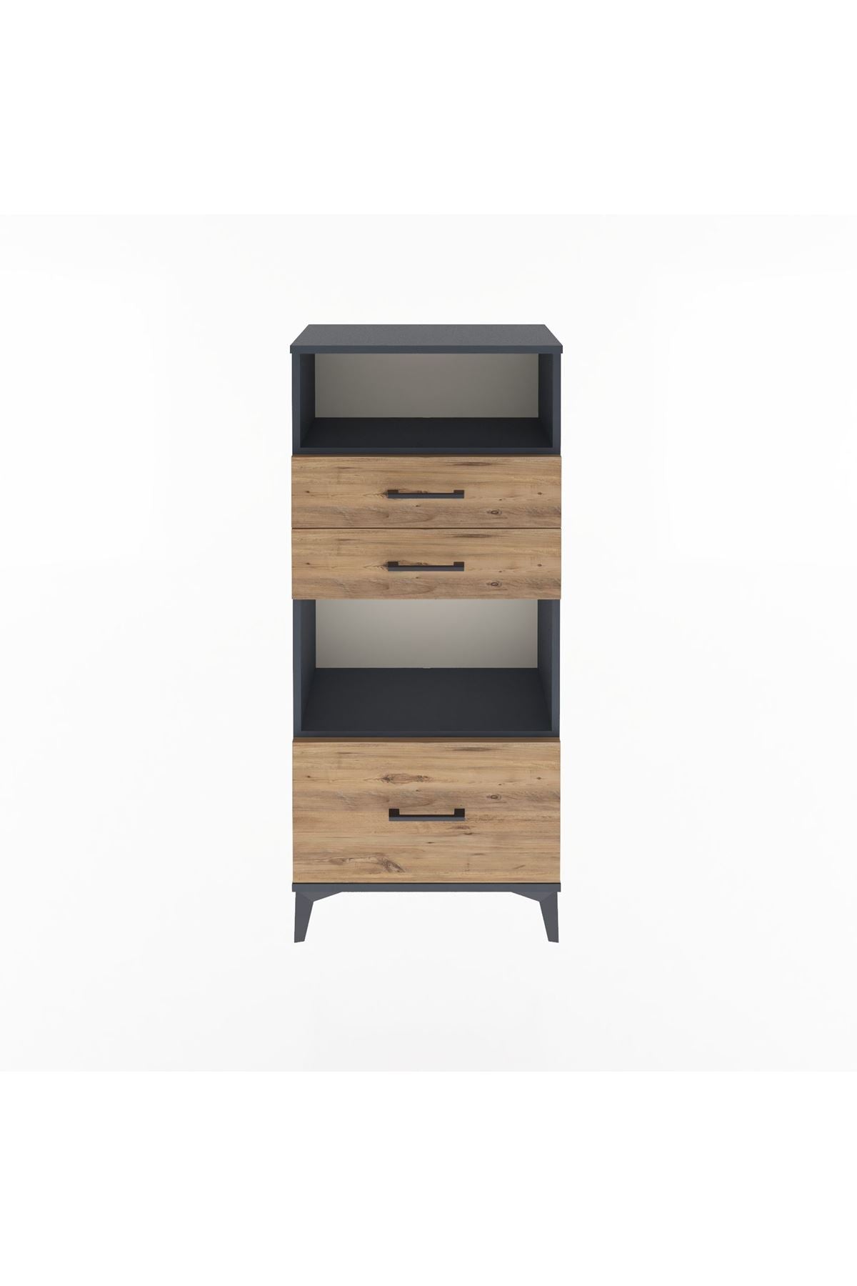 Arges Dolap 2 Raflı 3 Çekmeceli 60x30x134 Antrasit-Çam