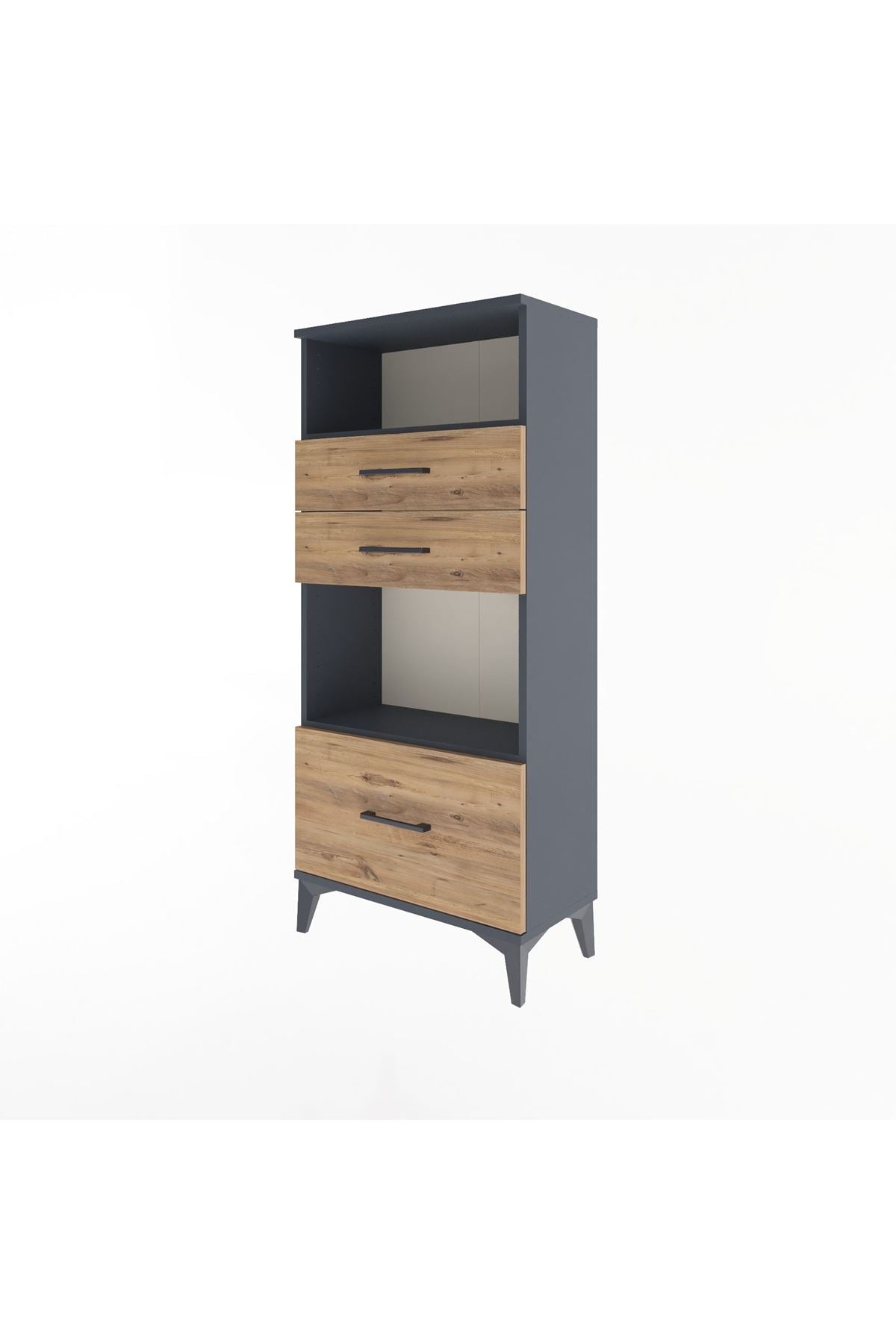 Arges Dolap 2 Raflı 3 Çekmeceli 60x30x134 Antrasit-Çam