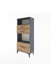 Arges Dolap 2 Raflı 3 Çekmeceli 60x30x134 Antrasit-Çam