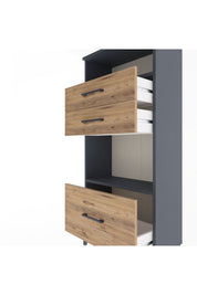 Arges Dolap 2 Raflı 3 Çekmeceli 60x30x134 Antrasit-Çam