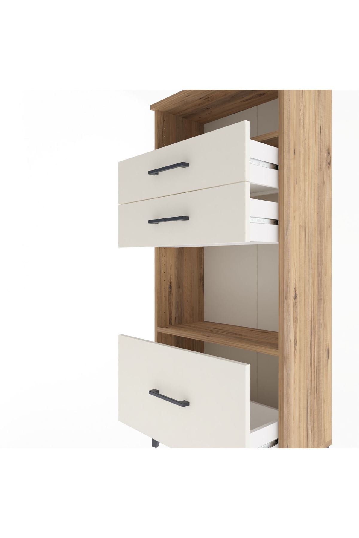 Arges Dolap 2 Raflı 3 Çekmeceli 60x30x134 Çam-Aytaşı