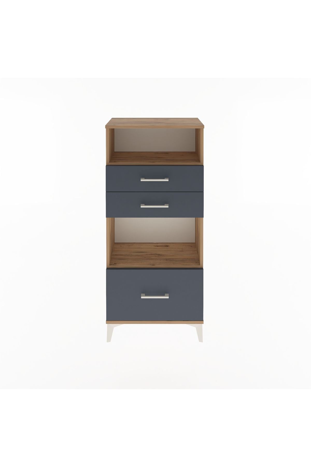 Arges Dolap 2 Raflı 3 Çekmeceli 60x30x134 Çam-Antrasit