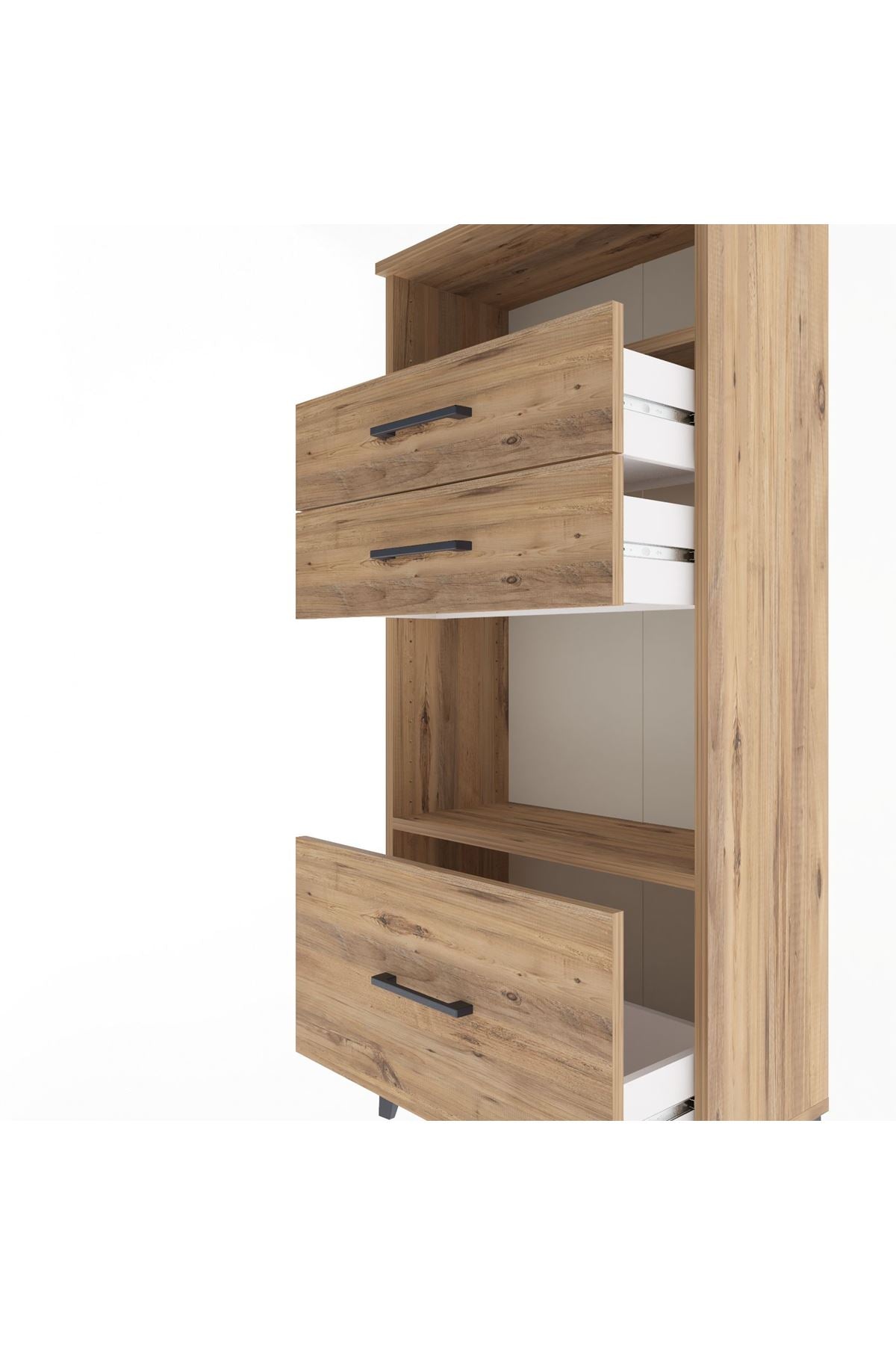 Arges Dolap 2 Raflı 3 Çekmeceli 60x30x134 Çam-Çam