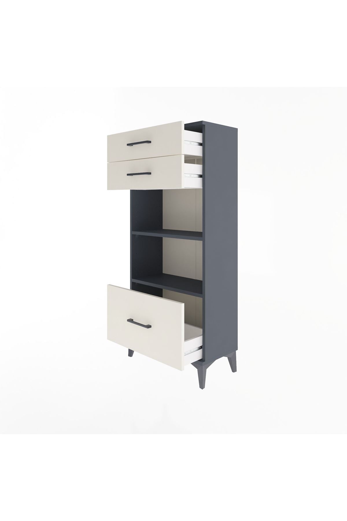 Arges Dolap 2 Raflı 3 Çekmeceli 60x30x134 Antrasit-Aytaşı