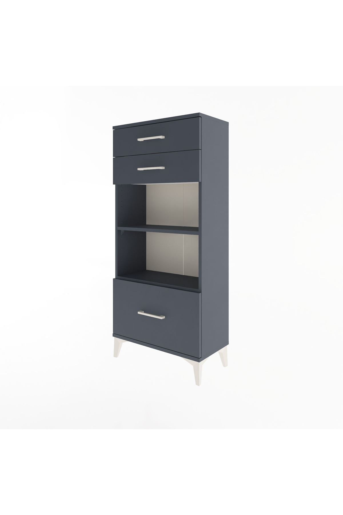 Arges Dolap 2 Raflı 3 Çekmeceli 60x30x134 Antrasit-Antrasit
