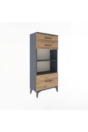 Arges Dolap 2 Raflı 3 Çekmeceli 60x30x134 Antrasit-Çam