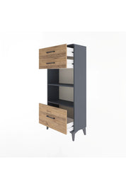 Arges Dolap 2 Raflı 3 Çekmeceli 60x30x134 Antrasit-Çam
