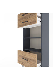 Arges Dolap 2 Raflı 3 Çekmeceli 60x30x134 Antrasit-Çam