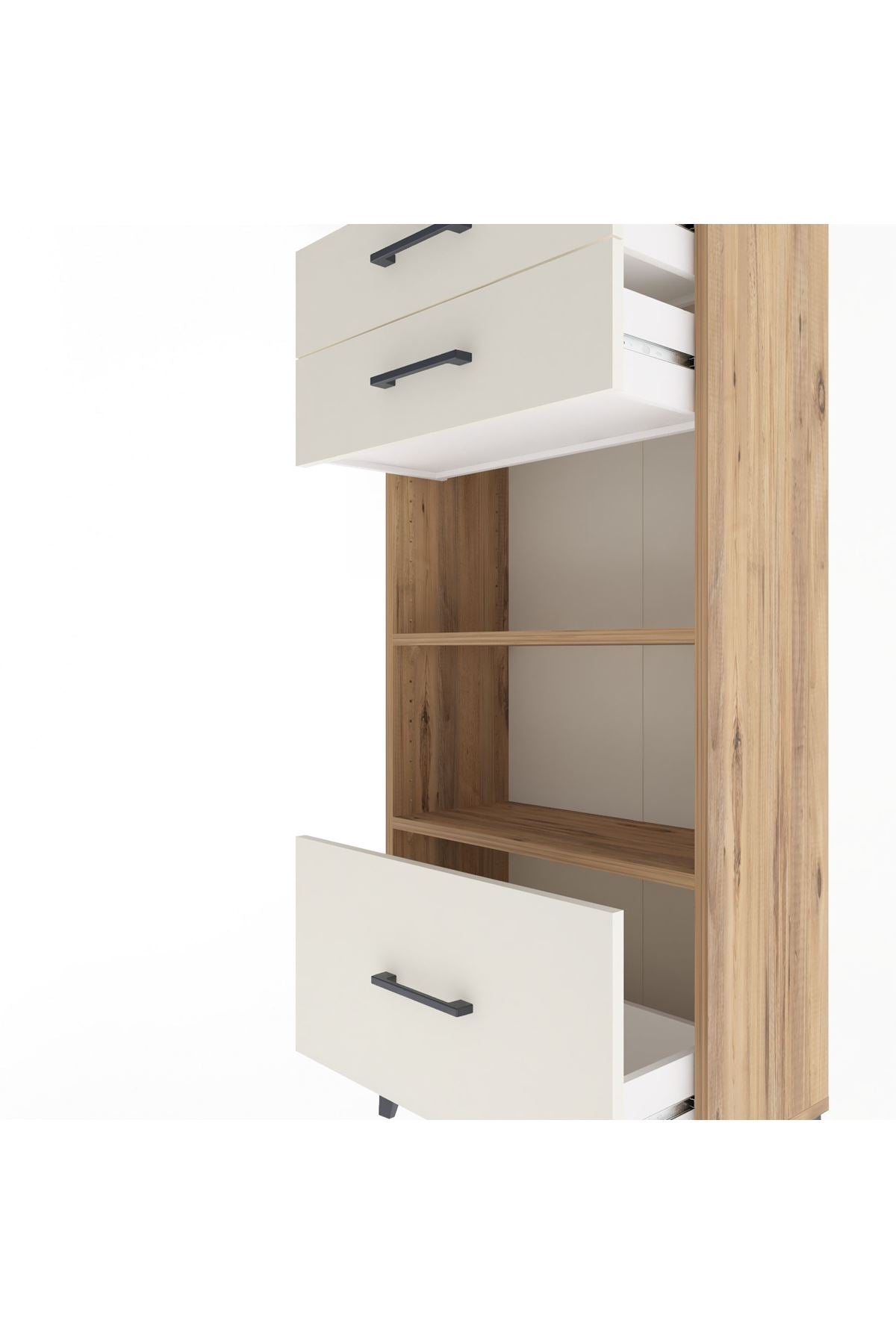 Arges Dolap 2 Raflı 3 Çekmeceli 60x30x134 Çam-Aytaşı