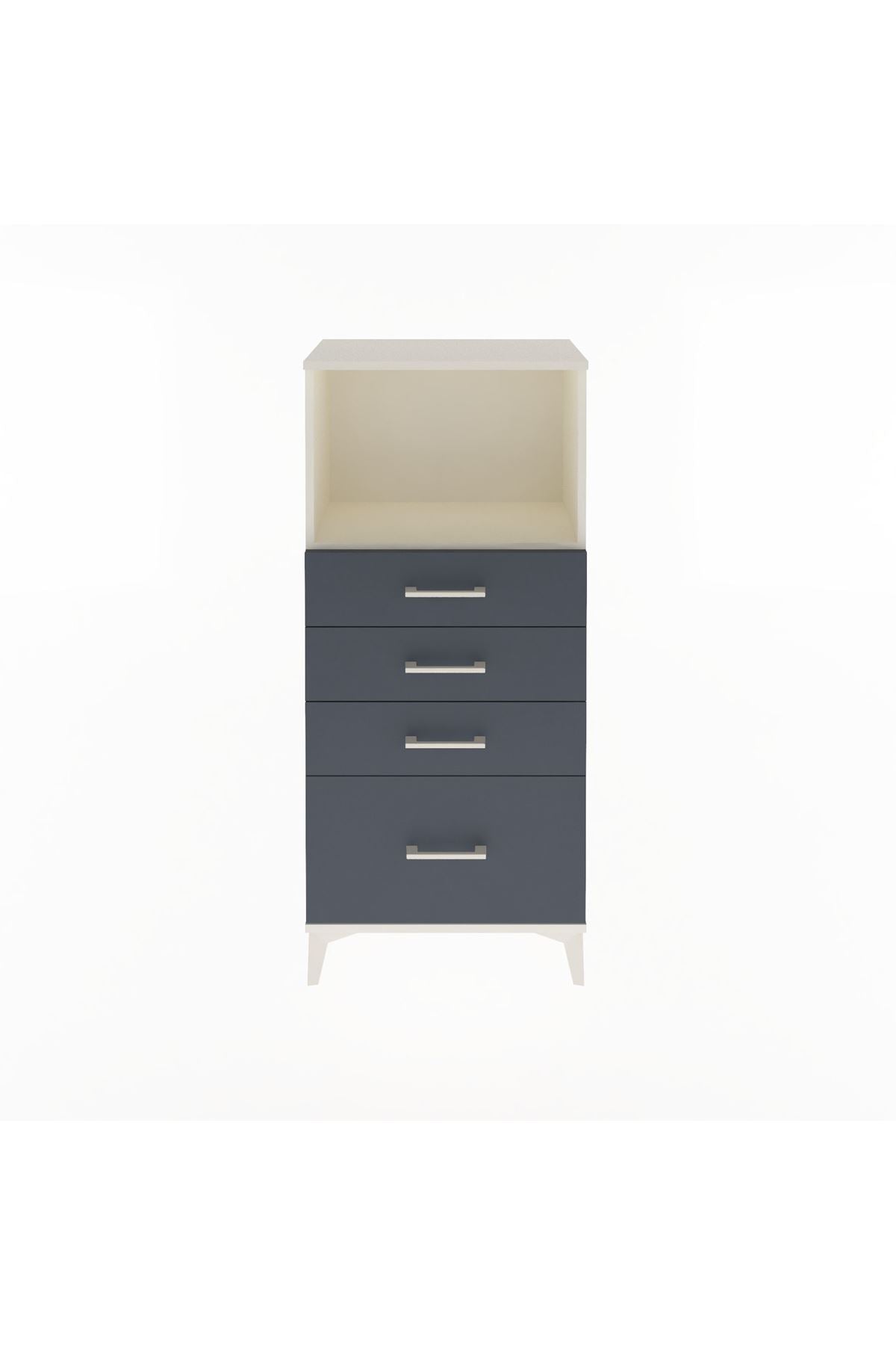 Arges Dolap Tek Raflı 4 Çekmeceli 60x30x134 Aytaşı-Antrasit