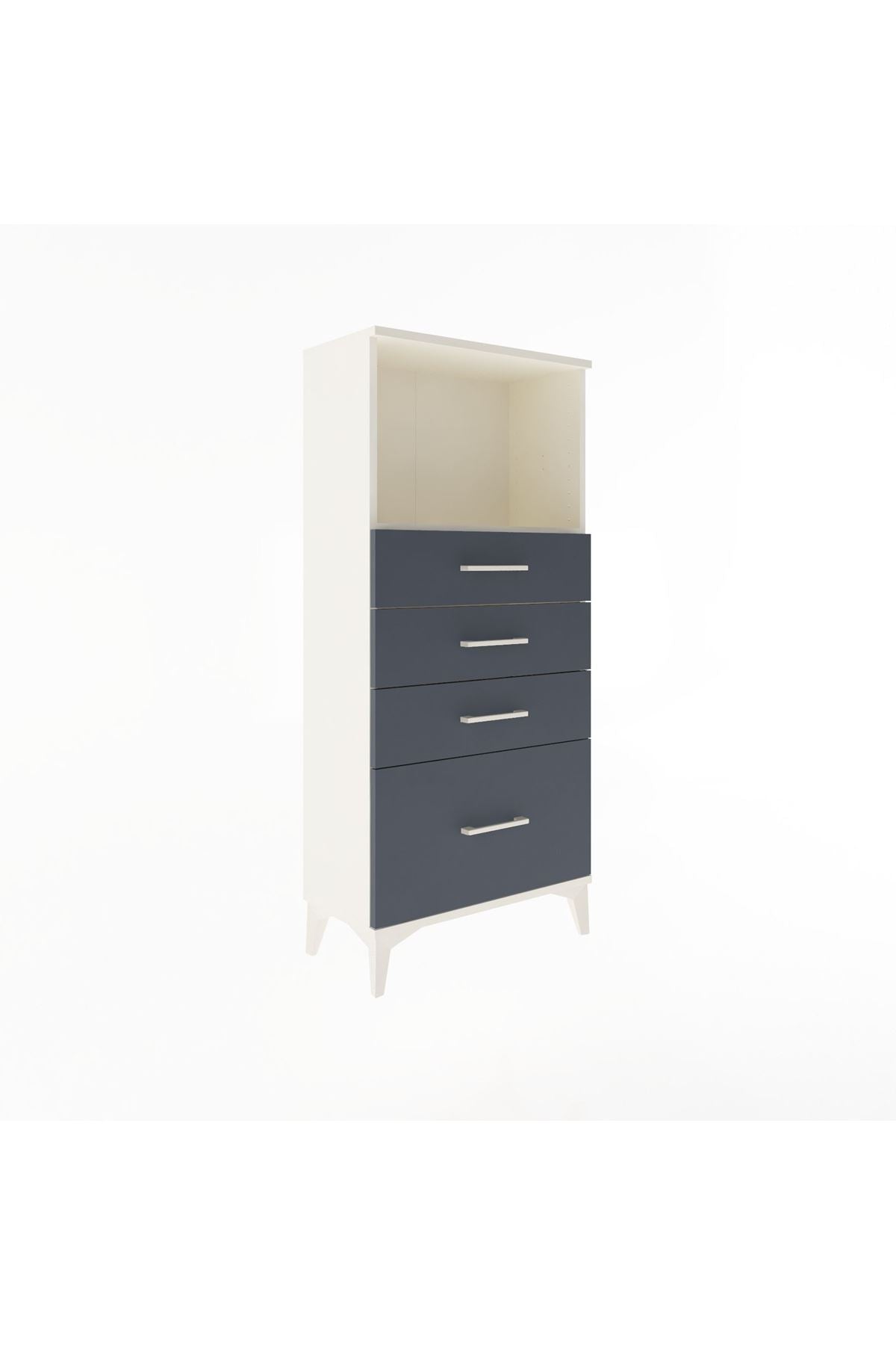 Arges Dolap Tek Raflı 4 Çekmeceli 60x30x134 Aytaşı-Antrasit