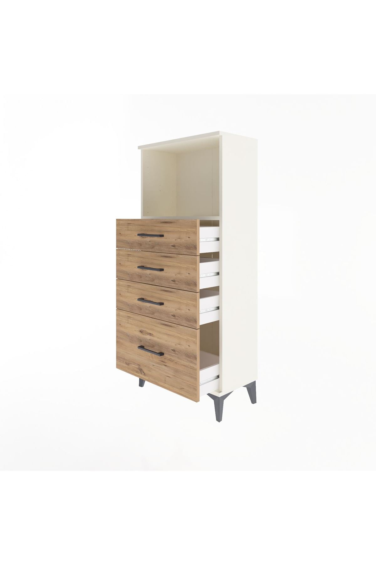 Arges Dolap Tek Raflı 4 Çekmeceli 60x30x134 Aytaşı-Çam