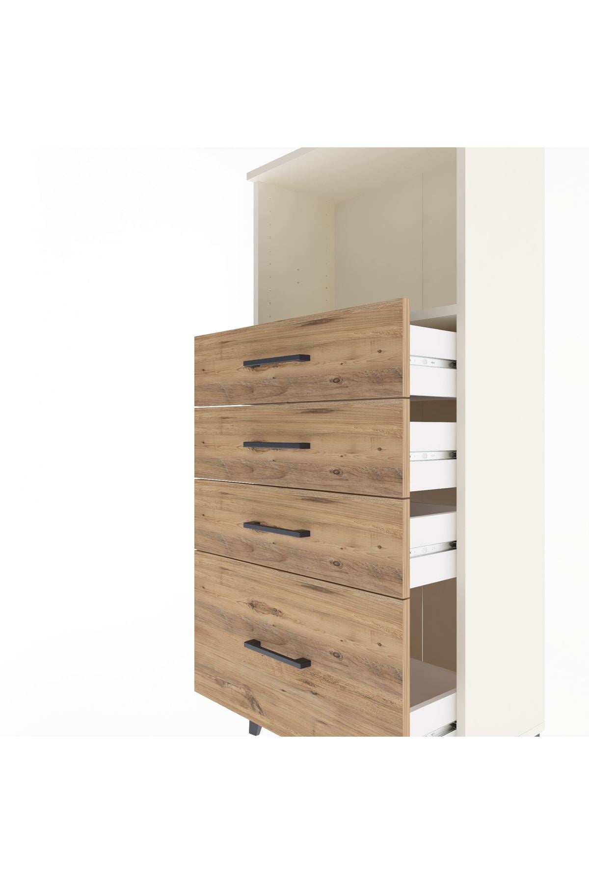 Arges Dolap Tek Raflı 4 Çekmeceli 60x30x134 Aytaşı-Çam