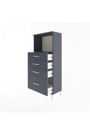 Arges Dolap Tek Raflı 4 Çekmeceli 60x30x134 Antrasit-Antrasit