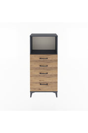 Arges Dolap Tek Raflı 4 Çekmeceli 60x30x134 Antrasit-Çam