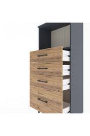 Arges Dolap Tek Raflı 4 Çekmeceli 60x30x134 Antrasit-Çam