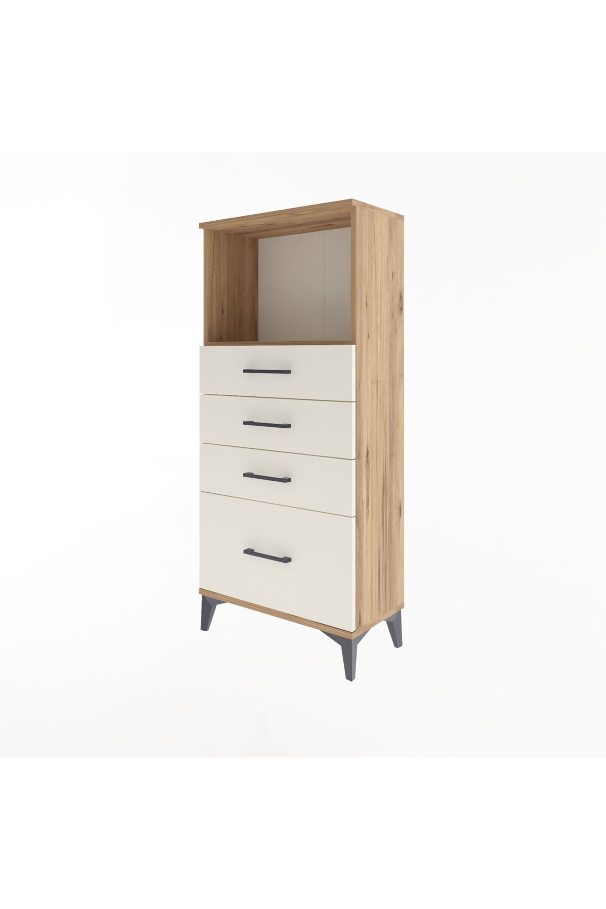 Arges Dolap Tek Raflı 4 Çekmeceli 60x30x134 Çam-Aytaşı