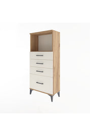 Arges Dolap Tek Raflı 4 Çekmeceli 60x30x134 Çam-Aytaşı