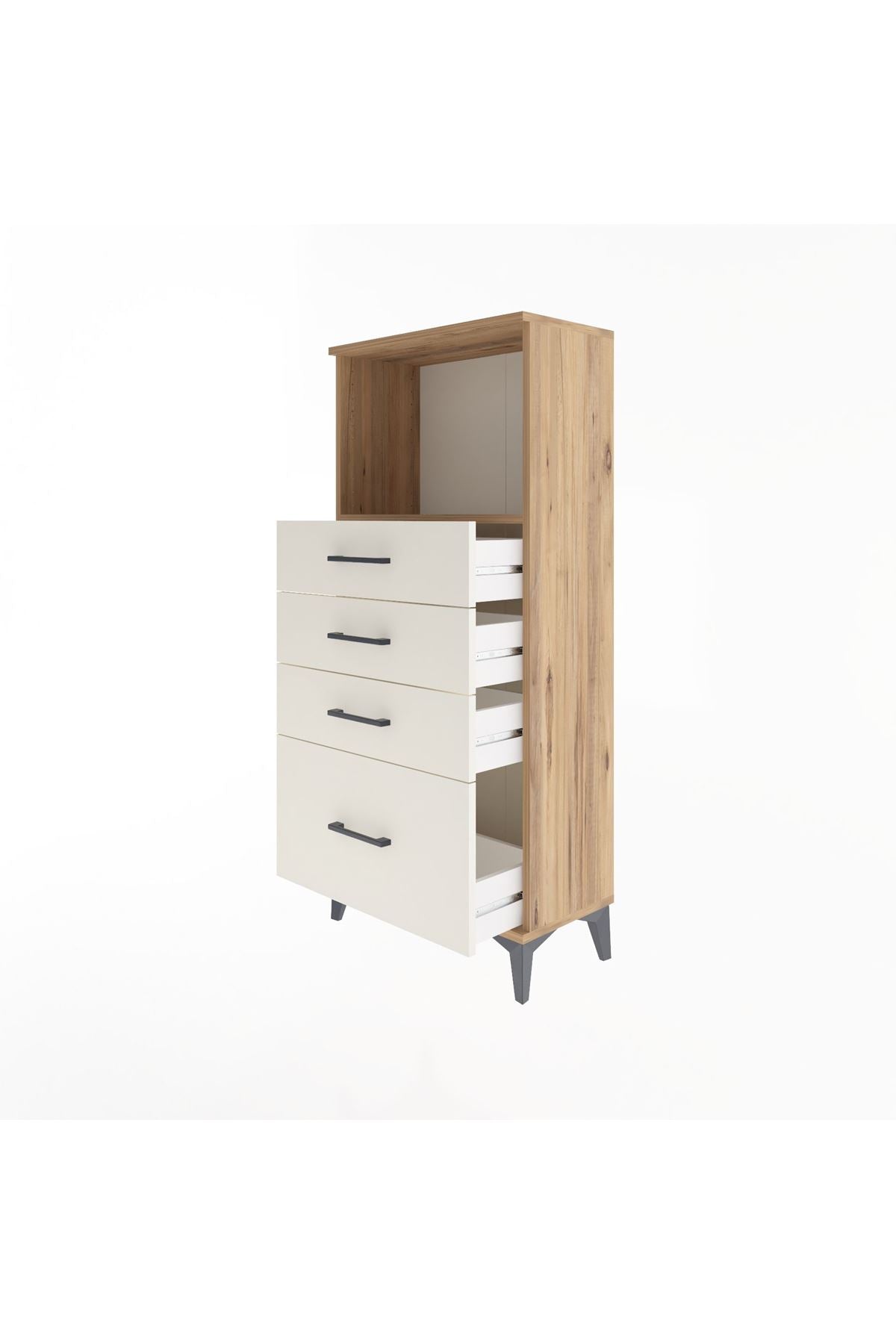 Arges Dolap Tek Raflı 4 Çekmeceli 60x30x134 Çam-Aytaşı