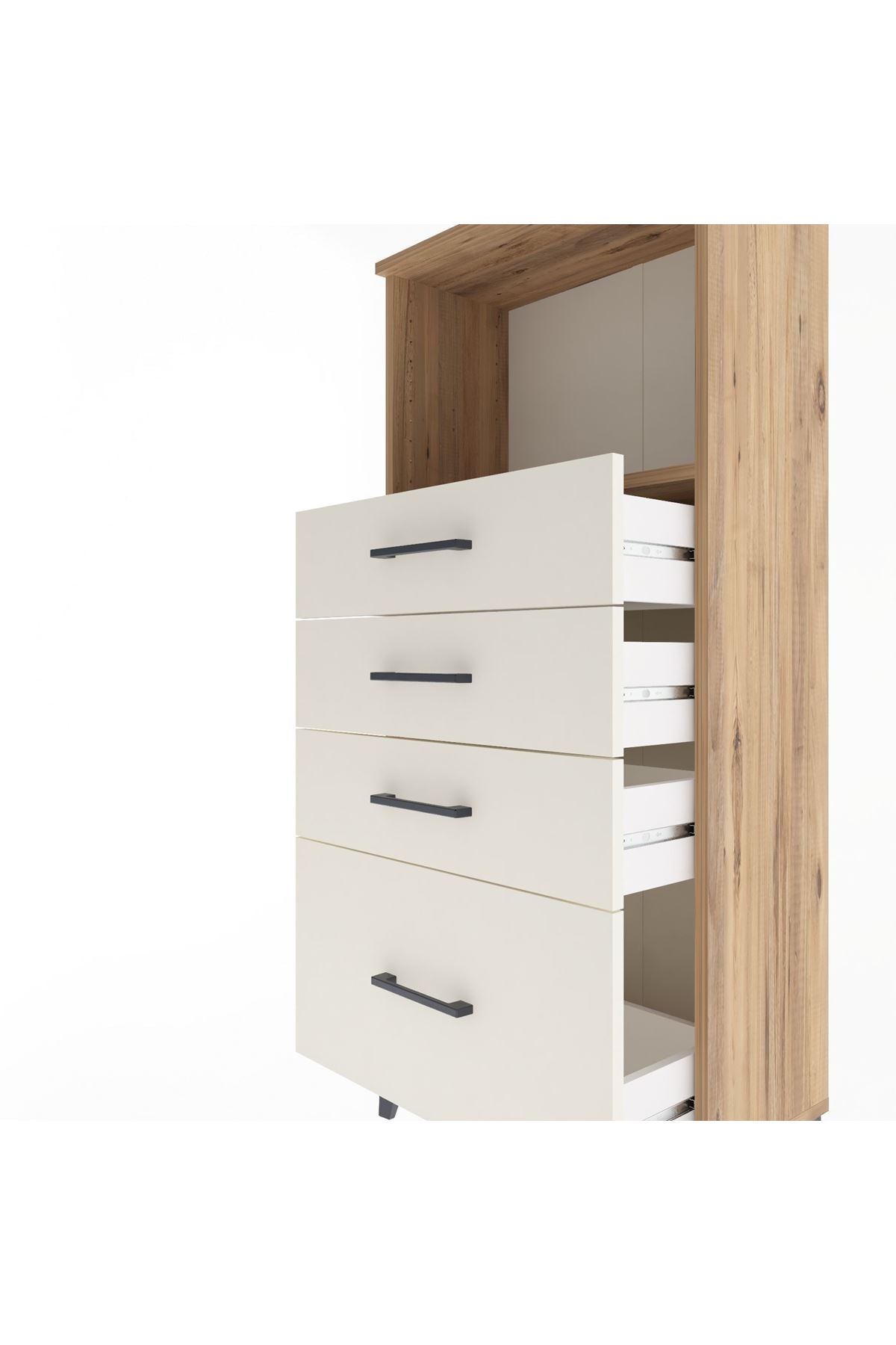 Arges Dolap Tek Raflı 4 Çekmeceli 60x30x134 Çam-Aytaşı