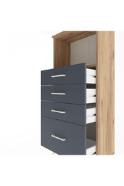 Arges Dolap Tek Raflı 4 Çekmeceli 60x30x134 Çam-Antrasit